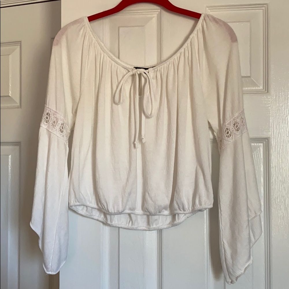 Cropped white boho shirt